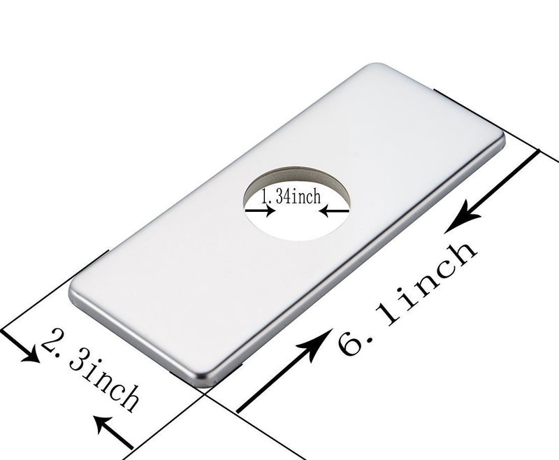 Green Spring Greenspring 6 Inch Chrome Sink Hole Cover, 4" Hole Cover Deck Plate, Bathroom Faucet Deck Plate, Stainless Steel Square Escutcheon for Bathroom or Kitchen Single Hole Vanity Sink Faucet - Image 2